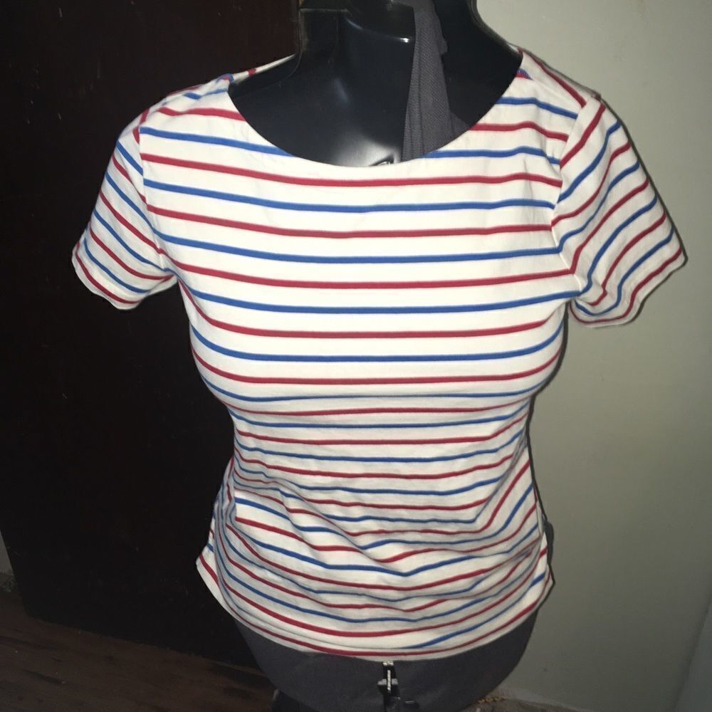 J Crew factory Americana/nautical stripe knit blouse